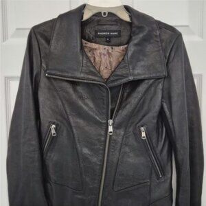 Classic! Andrew Marc Genuine Lambskin Leather Motorcyle Jacket, Black, Medium!